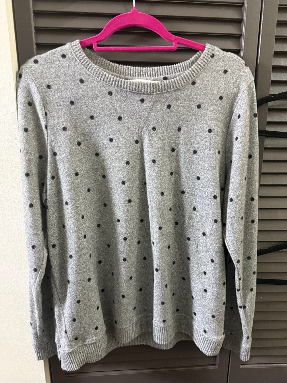 Women's Gray Polka Dot Crewneck Sweater